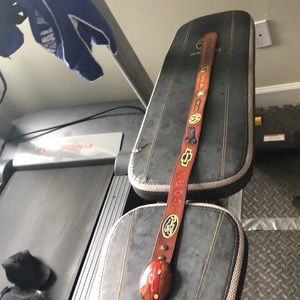 Vint 1960’s hand tool leather belt w/car insignia